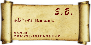 Sárfi Barbara névjegykártya